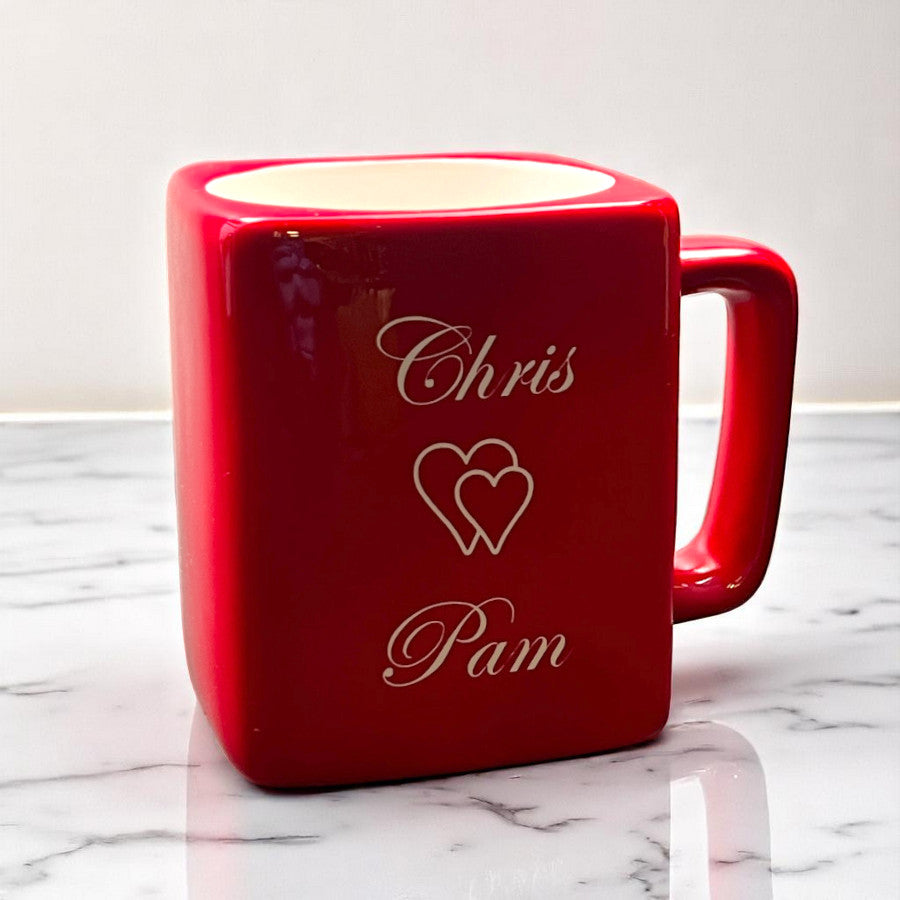 Laserable ceramic mug engraved