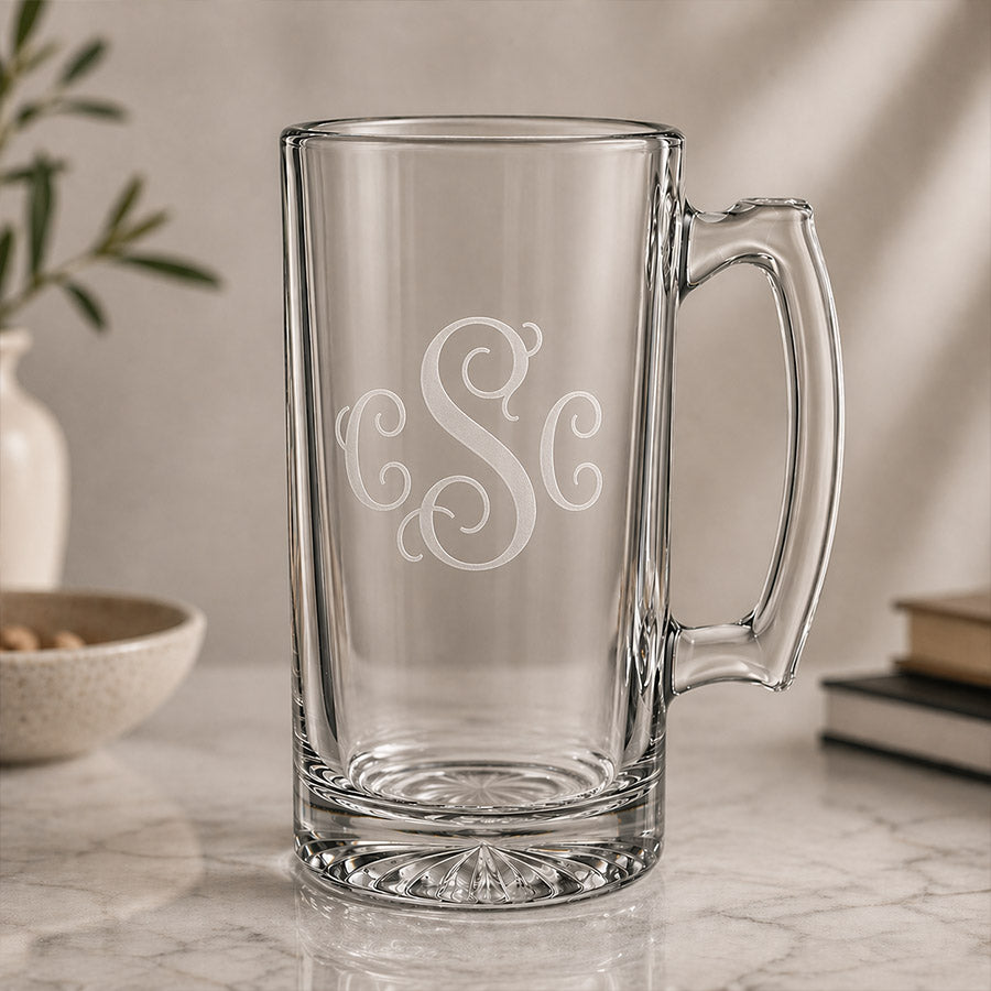 Engraved crystal vase